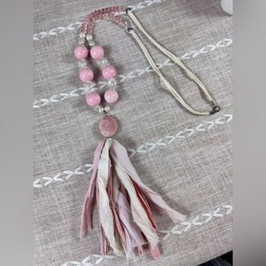 Sari Silk Pink Stone Pendant Necklace